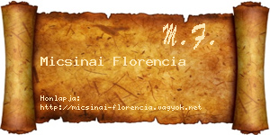 Micsinai Florencia névjegykártya